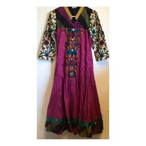 Naihaa Embroidered Long Sleeve Maxi Dress Regular
